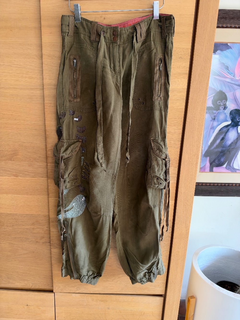 Rare Vintage DANANG silk cargo beaded pants